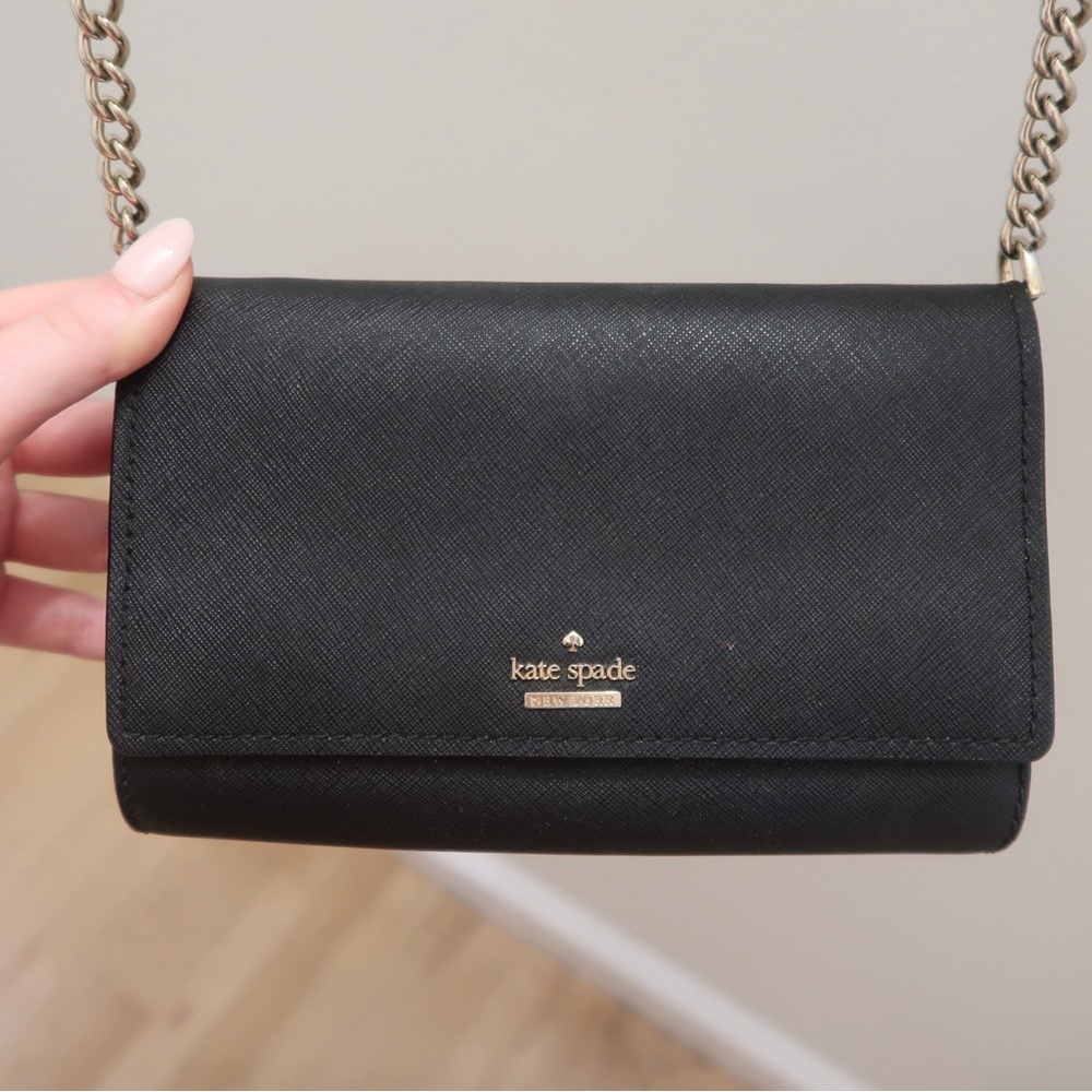Kate Spade Black Crossbody Bag with Gold Chain